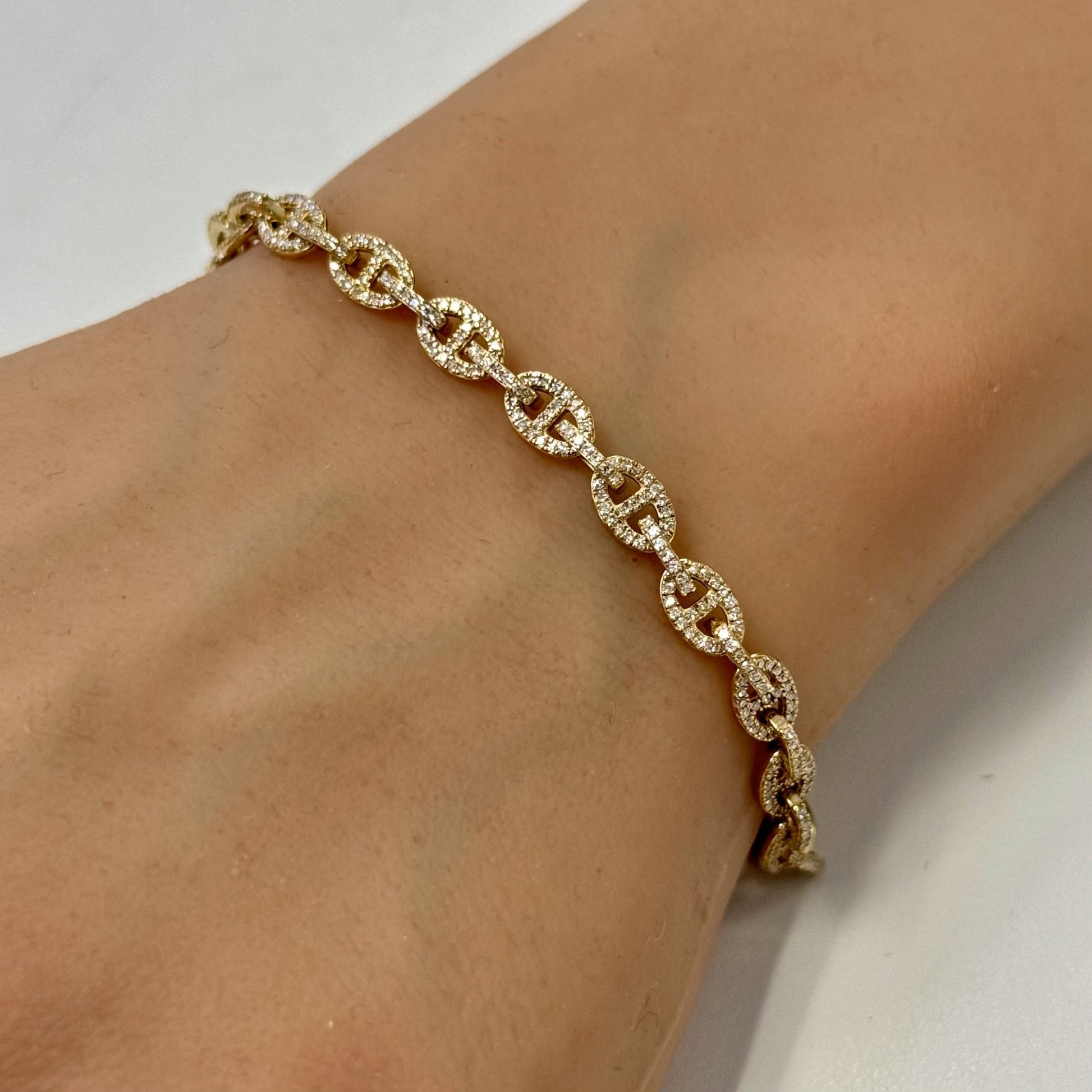 SPECIAL! .99ct G SI 14K Yellow Gold Diamond Link Bracelet 7.5" Long