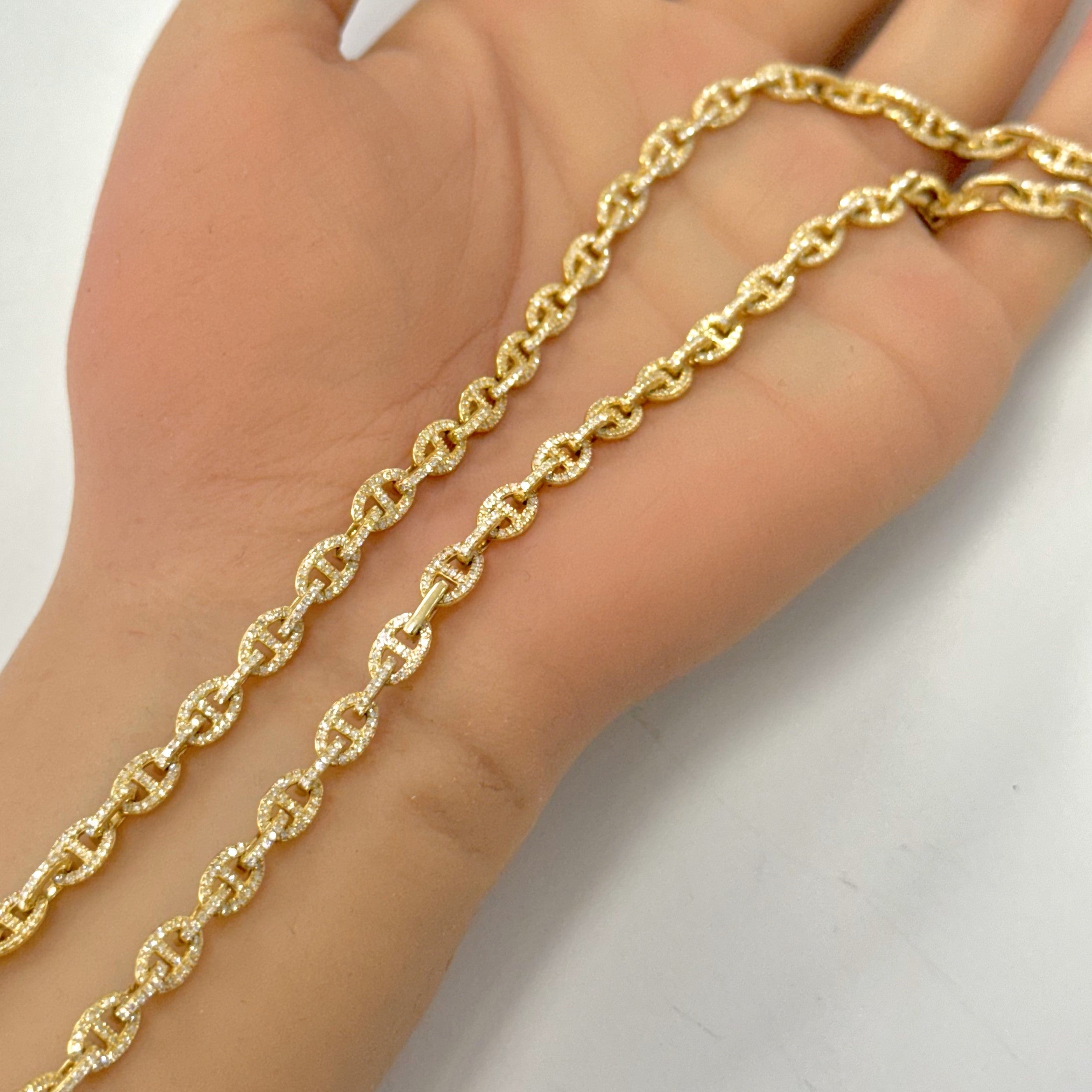 SPECIAL!3.45ct G SI 14K Yellow Gold Diamond Mariner Link Chain Necklace 22' Long