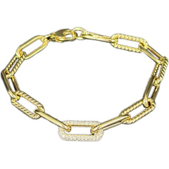 SPECIAL!.52ct G SI 14K Yellow Gold Diamond Paper Clip Bracelet 7" Long