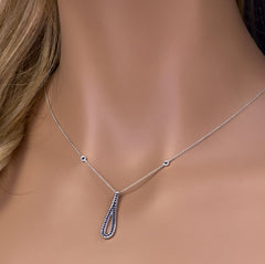 GEMSTONE CLOSEOUT! .34ct G SI 14K White Gold Blue Sapphire Gemstone Pendant Necklace 16" + 2" Ext.