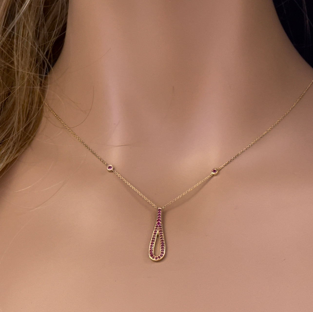 GEMSTONE CLOSEOUT!  .33ct G SI 14K Yellow Gold Ruby Gemstone Pendant Necklace 16" + 2" Ext.