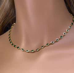 GEMSTONE CLOSEOUT!  5.99ct G SI 14K Yellow Gold Pear Shaped Emerald Gemstone Pendant Necklace 16" Long
