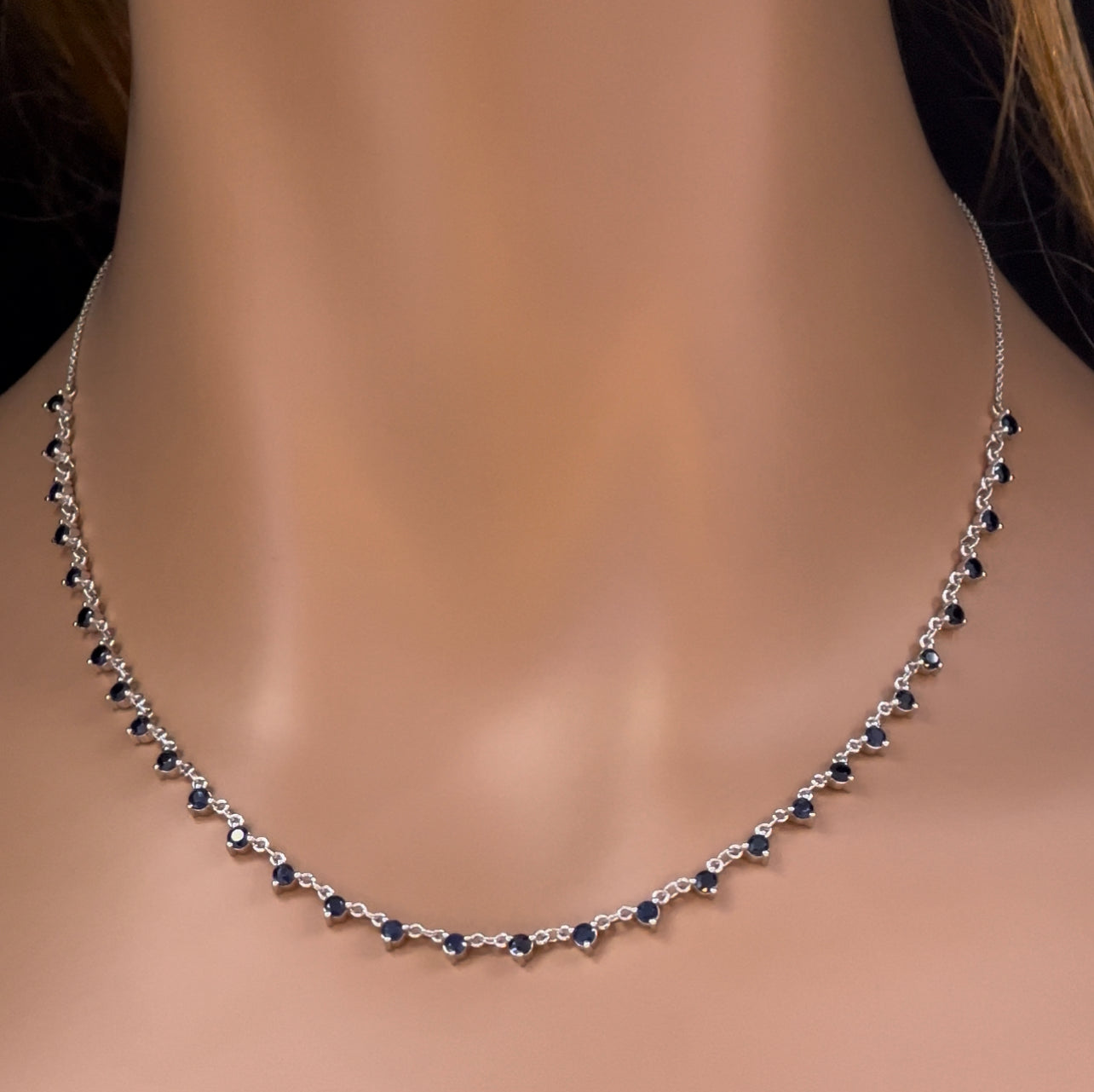 GEMSTONE   CLOSEOUT! 2.75ct G SI 14K White Gold & Diamond Blue Sapphire Gemstone Pendant Necklace 16+2" Long
