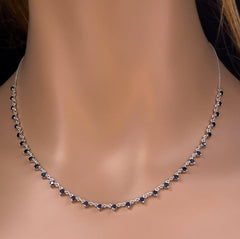 GEMSTONE   CLOSEOUT! 2.75ct G SI 14K White Gold & Diamond Blue Sapphire Gemstone Pendant Necklace 16+2" Long