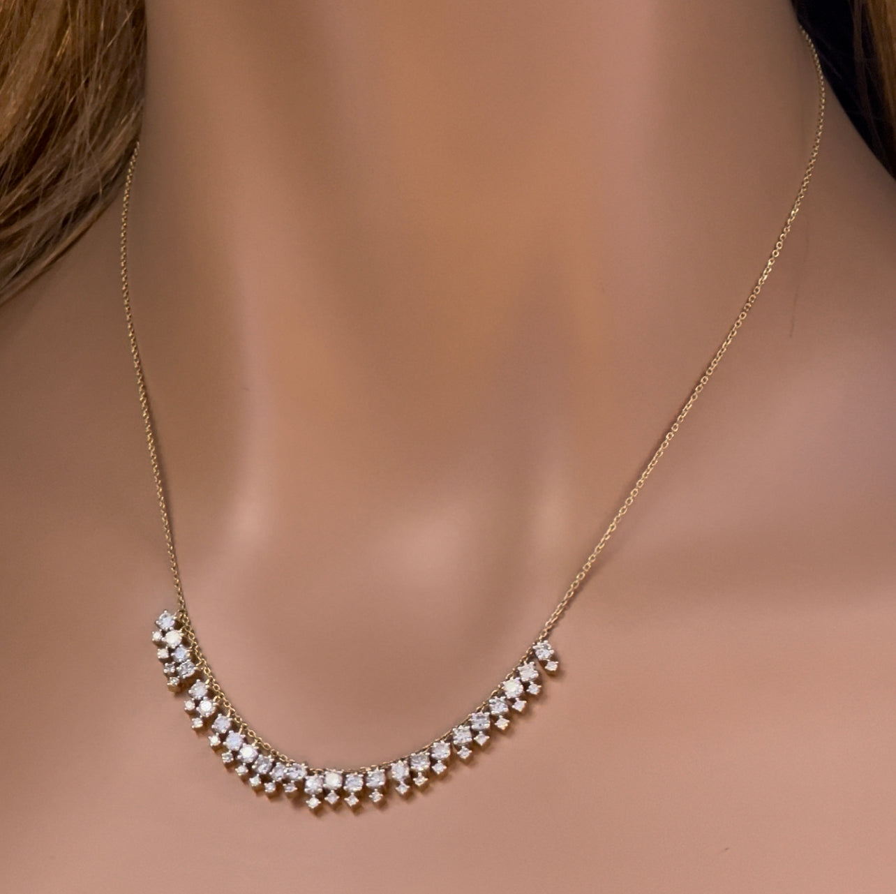 DIAMOND  CLOSEOUT!  1.87ct G SI 14K Yellow Gold Diamond Dangling Pendant Necklace 16" + 2" Ext.