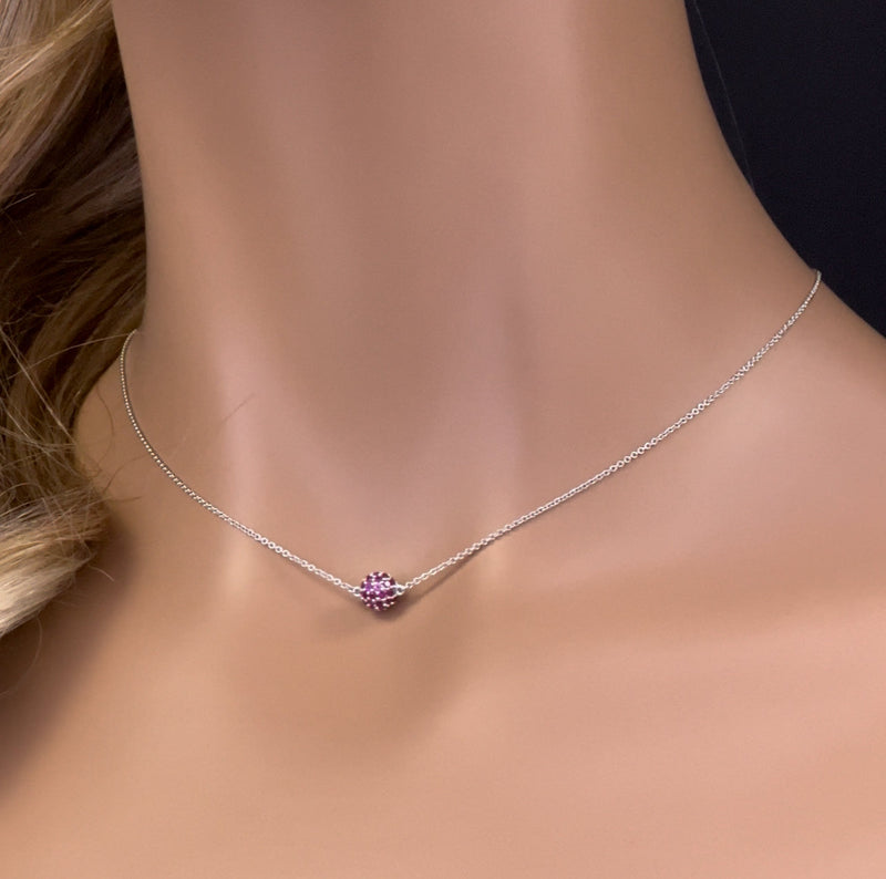 GEMSTONE CLOSEOUT!   .57ct G SI 14K White Gold Round Ruby Pendant Necklace 16 + 2" Ext