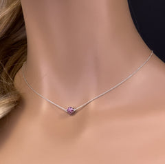 GEMSTONE CLOSEOUT!   .57ct G SI 14K White Gold Round Ruby Pendant Necklace 16 + 2" Ext