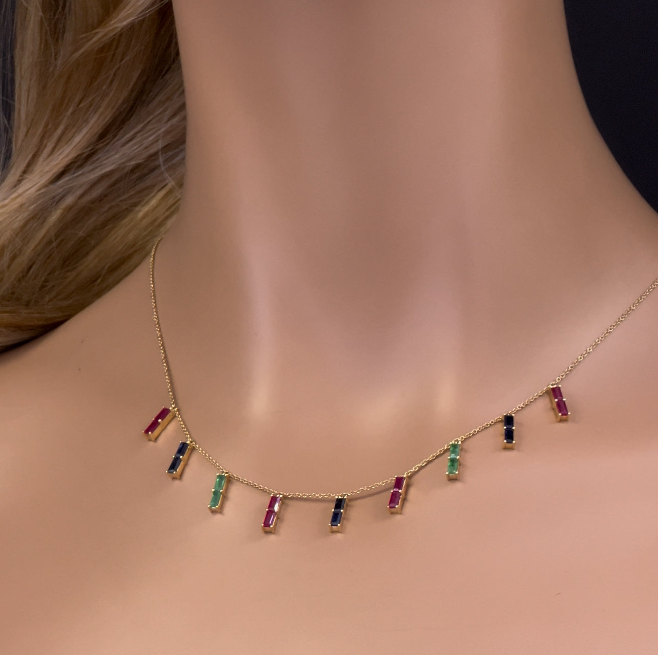 GEMSTONE CLOSEOUT!   2.80ct G SI 14K Yellow Gold Multi Color Gemstone Necklace 16 + 2" Ext