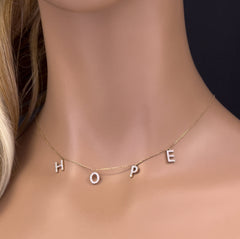 DIAMOND  CLOSEOUT!   .27ct G SI 14K Yellow Gold Diamond "HOPE" Pendant Necklace 16+2" Long
