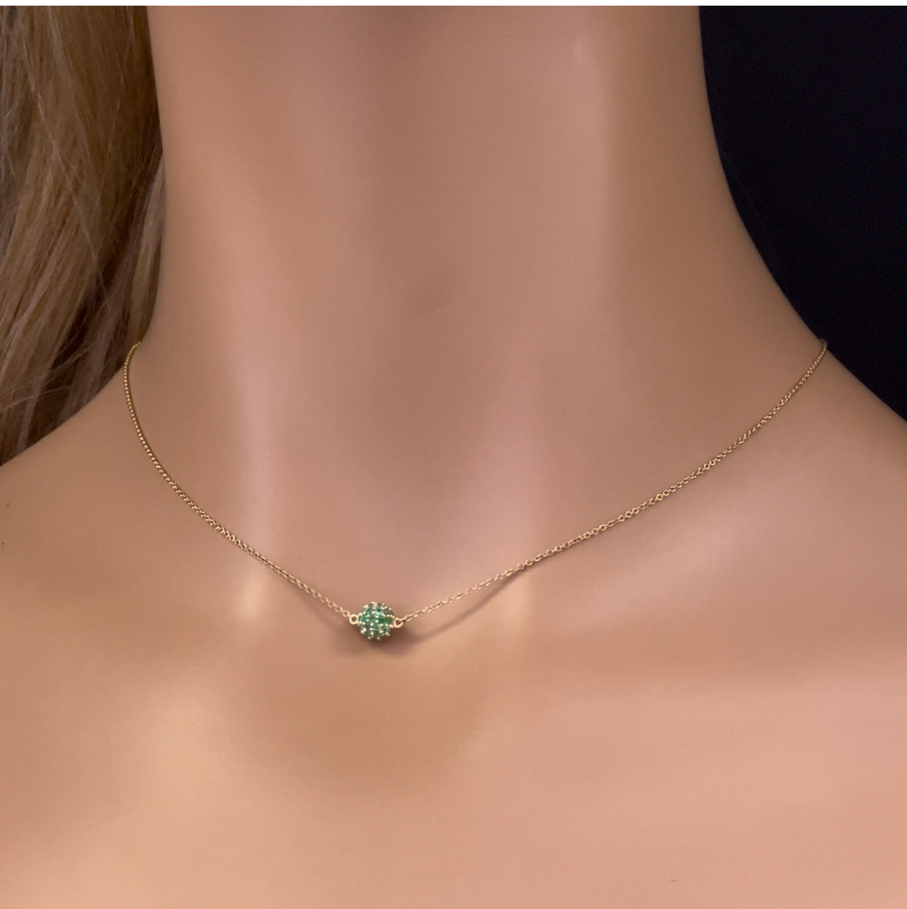 SPECIAL! .44ct G SI 14K Yellow Gold Round Emerald Pendant Necklace 16 + 2" Ext