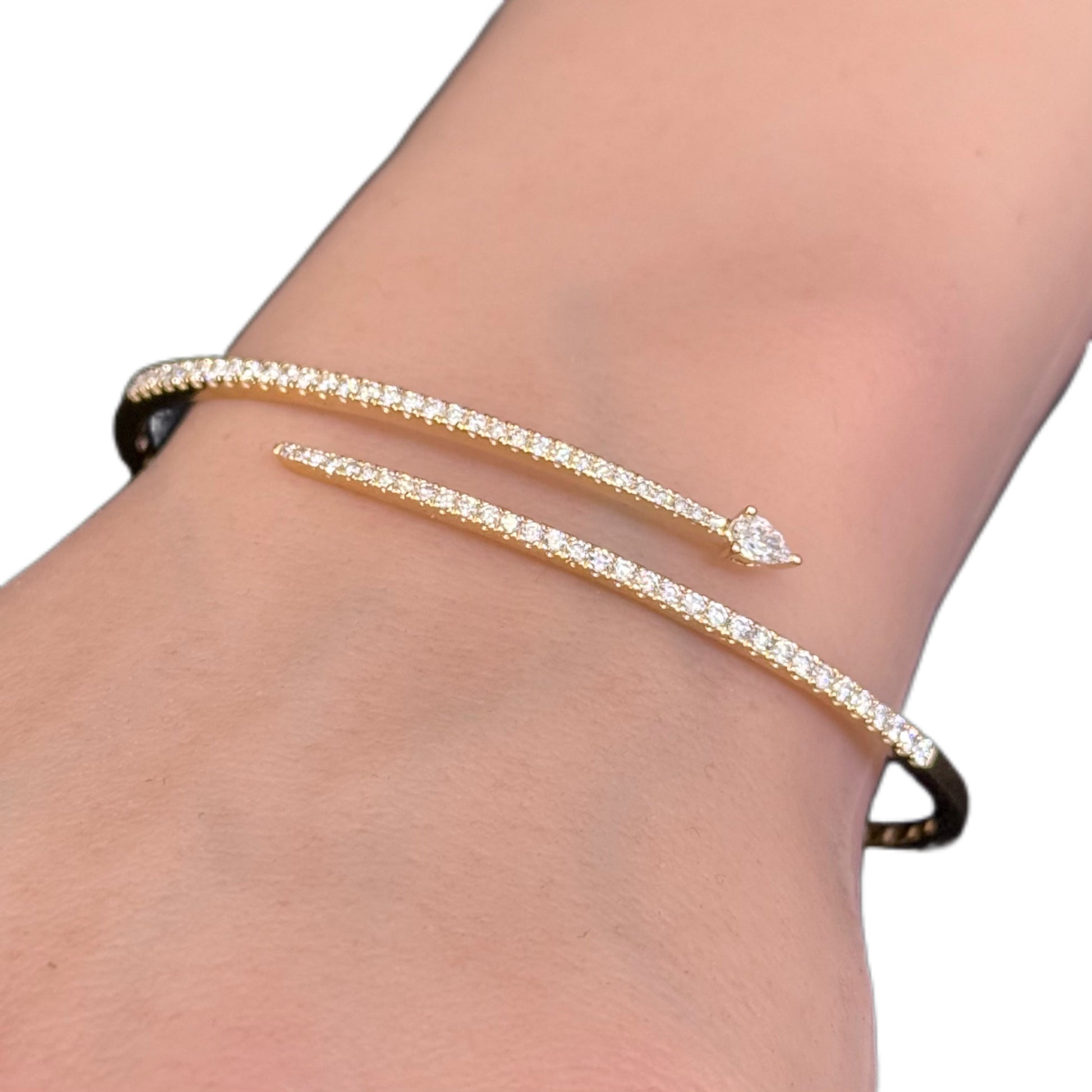 SPECIAL!.94ct G SI 14K Yellow Gold Diamond Wrap Around Bangle Bracelet