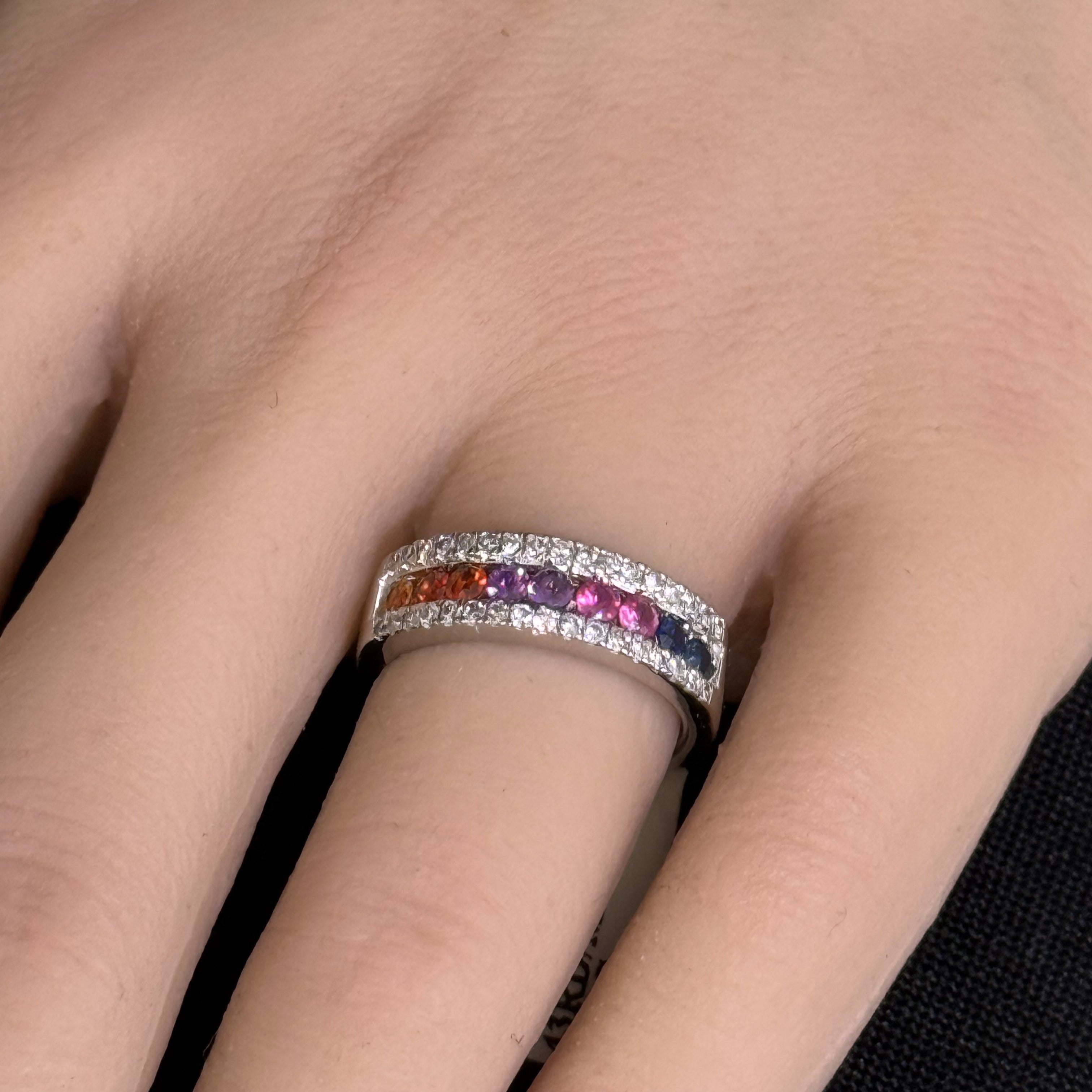 SPECIAL! 1.32ct G SI 14K White Gold Diamond Mulit Color Gemstone Ring Size 6.5