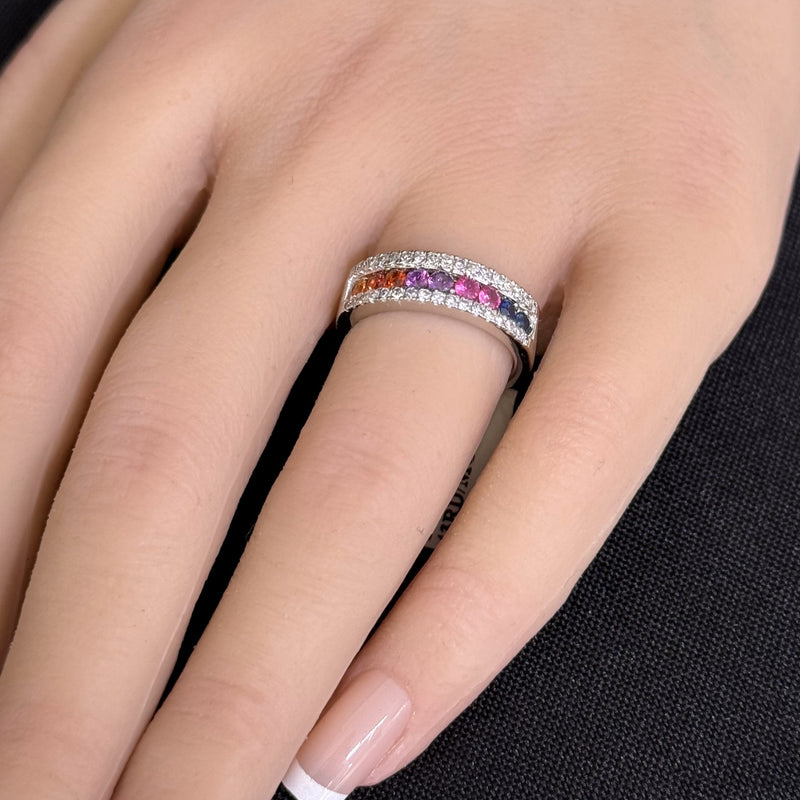 SPECIAL! 1.32ct G SI 14K White Gold Diamond Mulit Color Gemstone Ring Size 6.5