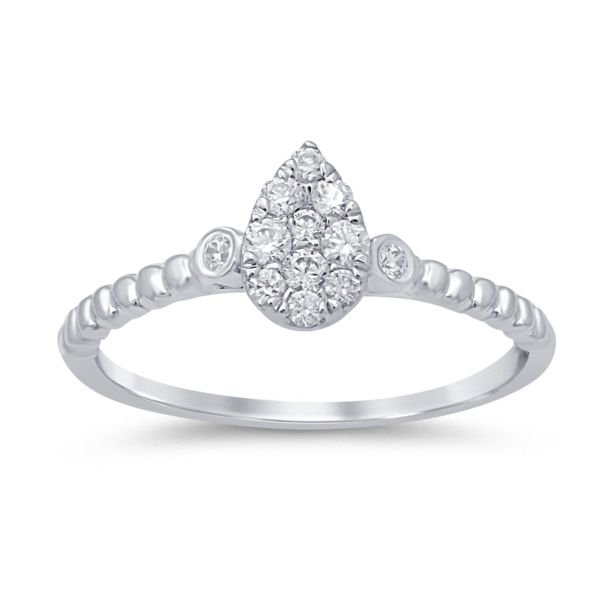 DIAMOND CLOSEOUT! .24ct 14k White Gold Diamond Pear Shaped Solitaire Promise Ring Size 6.5
