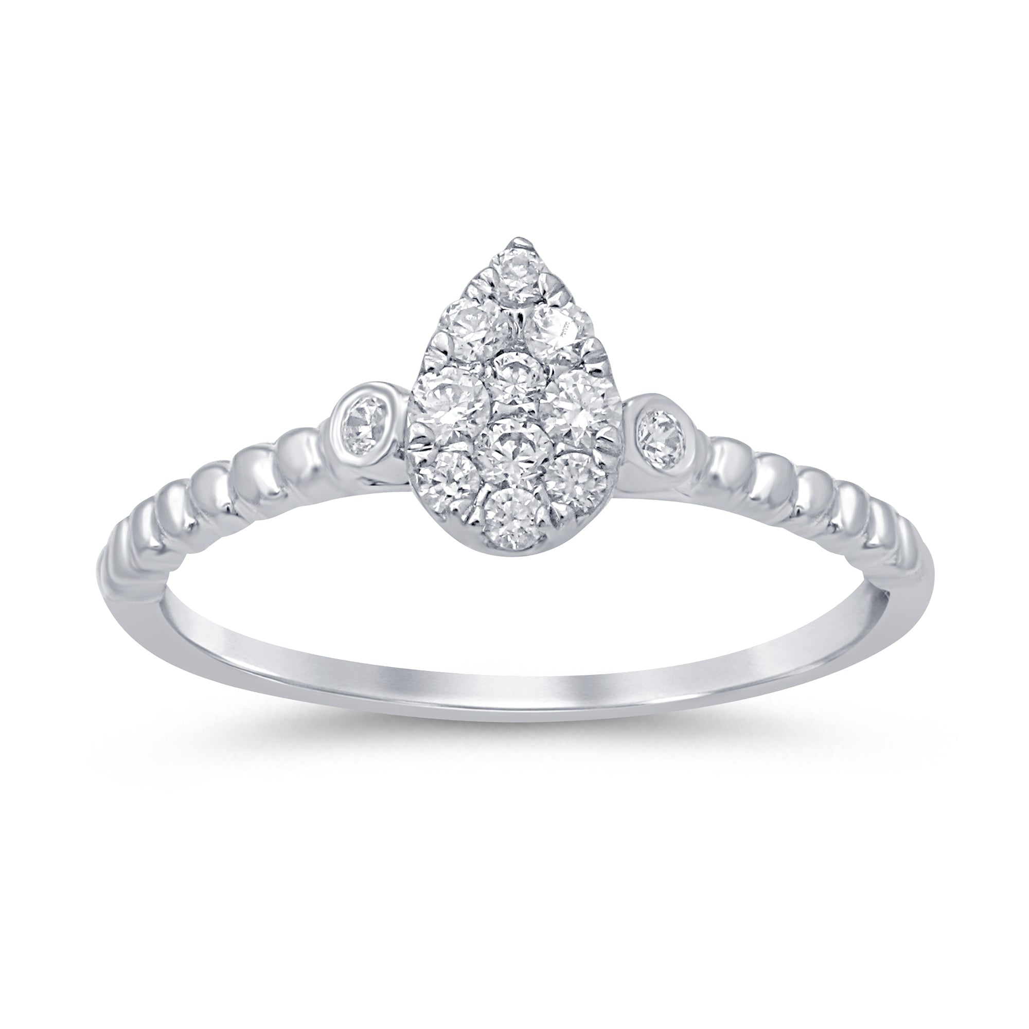 DIAMOND CLOSEOUT! .24ct 14k White Gold Diamond Pear Shaped Solitaire Promise Ring Size 6.5