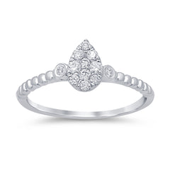 DIAMOND CLOSEOUT! .24ct 14k White Gold Diamond Pear Shaped Solitaire Promise Ring Size 6.5
