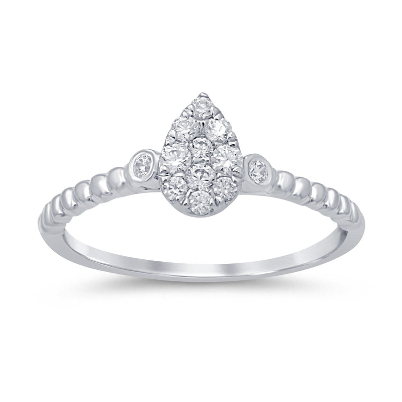 DIAMOND CLOSEOUT! .24ct 14k White Gold Diamond Pear Shaped Solitaire Promise Ring Size 6.5