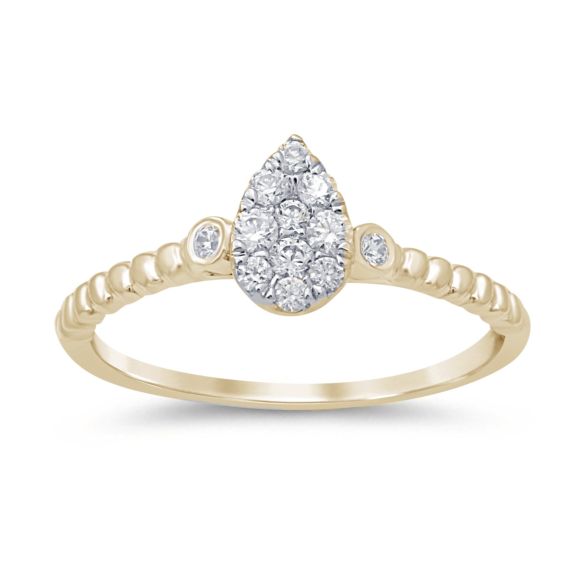 DIAMOND CLOSEOUT! .26ct 14k Yellow Gold Pear Shape Solitaire Promise Diamond Ring