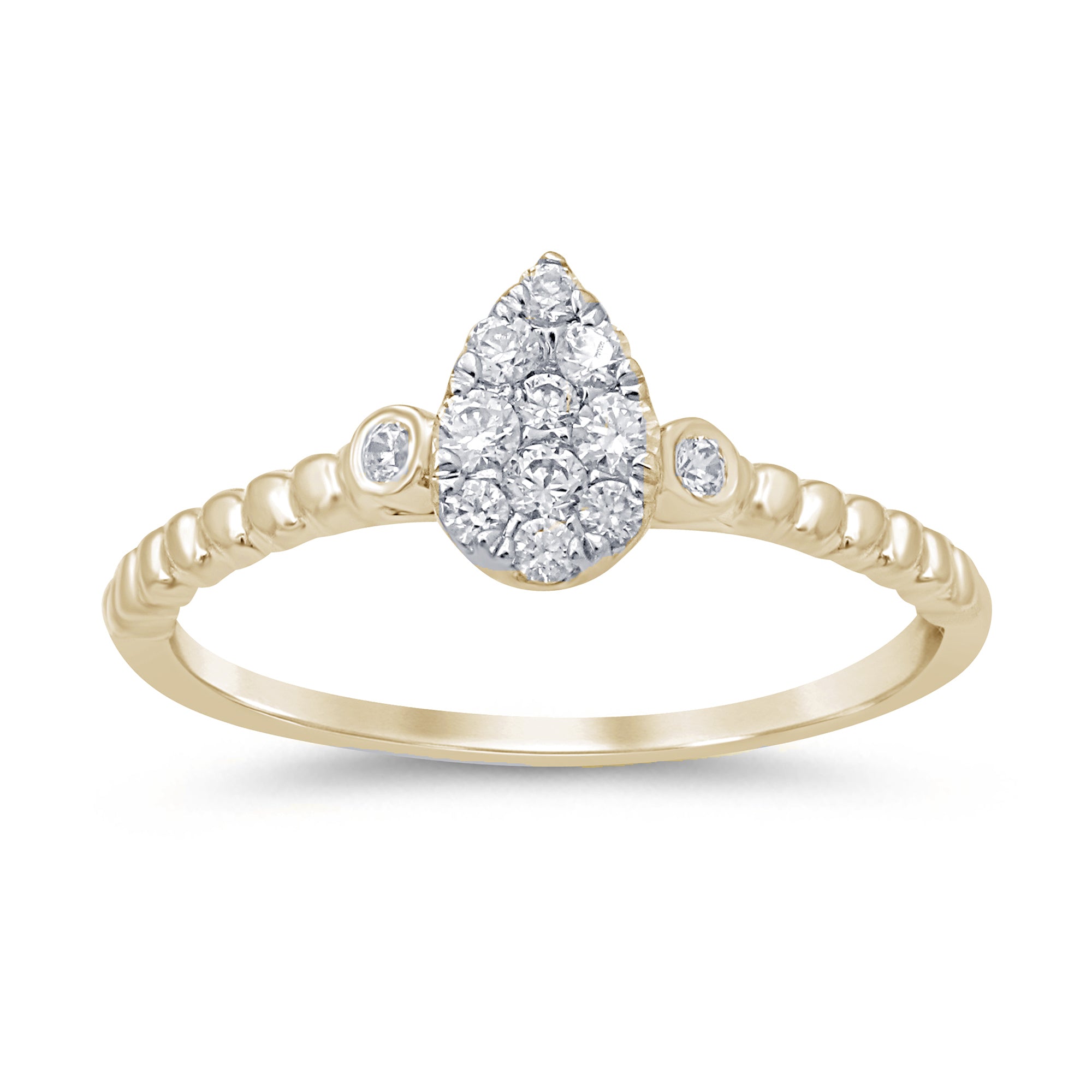 DIAMOND CLOSEOUT! .26ct 14k Yellow Gold Pear Shape Solitaire Promise Diamond Ring