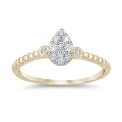 DIAMOND CLOSEOUT! .26ct 14k Yellow Gold Pear Shape Solitaire Promise Diamond Ring