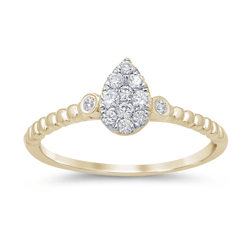 DIAMOND CLOSEOUT! .26ct 14k Yellow Gold Pear Shape Solitaire Promise Diamond Ring