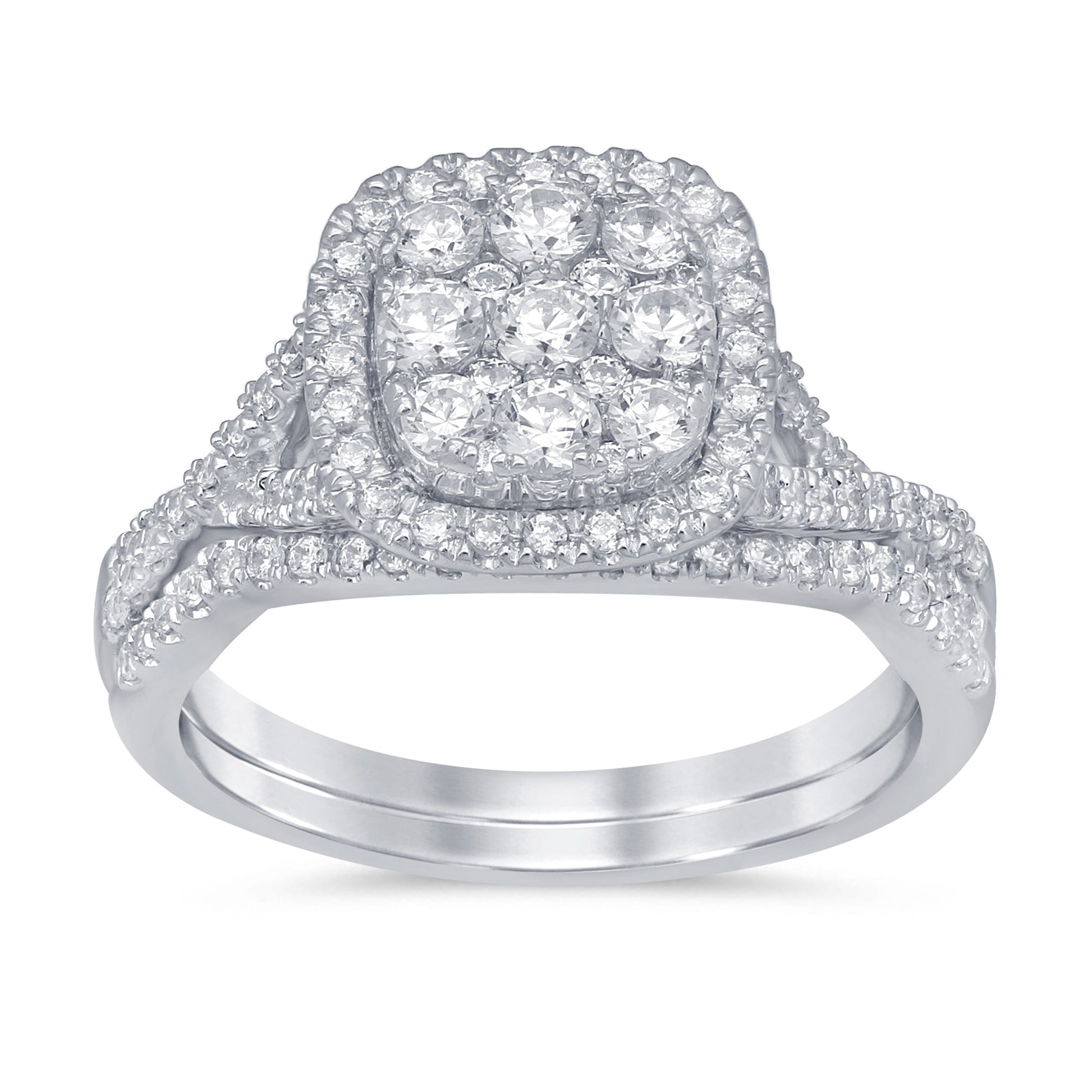 DIAMOND CLOSEOUT!  .99ct 14k White Gold Square Diamond Engagement Wedding Ring Size 6.5