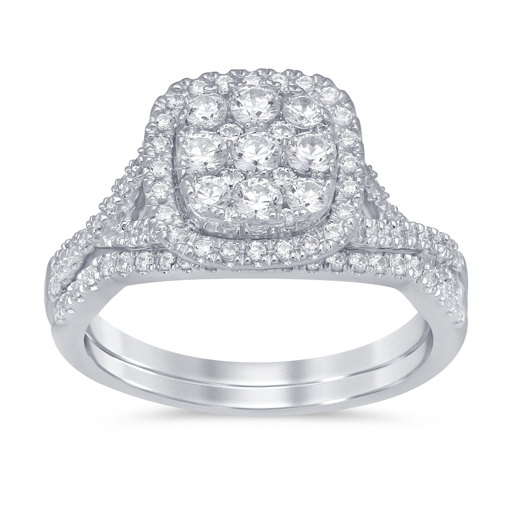 DIAMOND CLOSEOUT!  .99ct 14k White Gold Square Diamond Engagement Wedding Ring Size 6.5