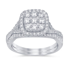 DIAMOND CLOSEOUT!  .99ct 14k White Gold Square Diamond Engagement Wedding Ring Size 6.5