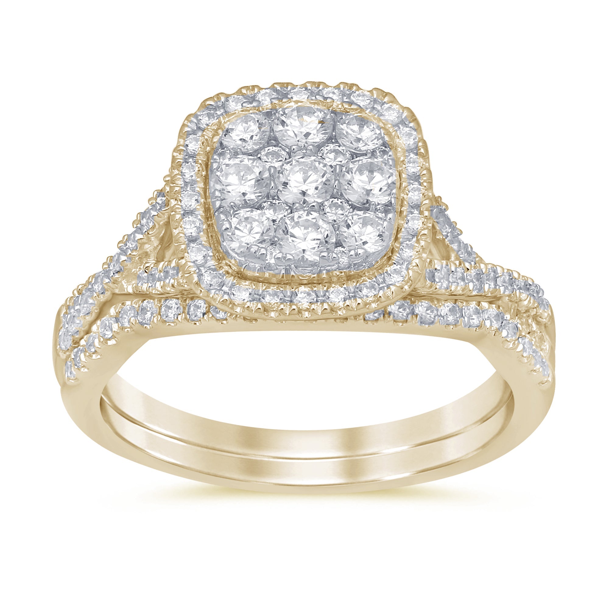 DIAMOND  CLOSEOUT! 1.03ct 14k Yellow Gold Square Diamond Engagement Wedding Ring Size 6.5