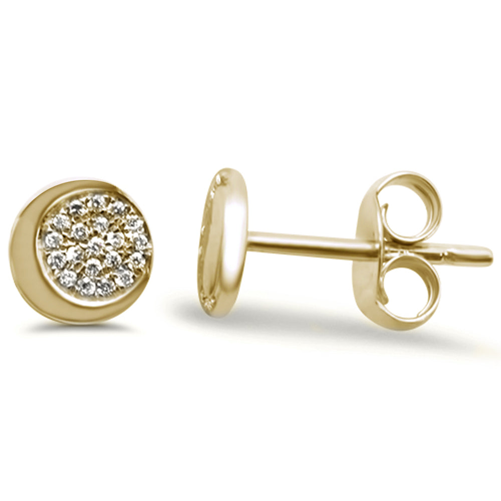 DIAMOND CLOSEOUT! .05ct 14k Yellow Gold Crescent Moon Celestial Diamond Earrings