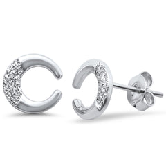 DIAMOND CLOSEOUT! .08ct 14k White Gold Crescent Moon Celestial Diamond Earrings