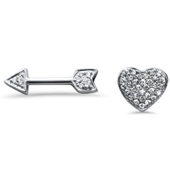 DIAMOND CLOSEOUT! .07ct 14k White Gold Heart & Arrow Stud Diamond Earrings