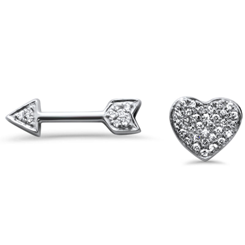 DIAMOND CLOSEOUT! .07ct 14k White Gold Heart & Arrow Stud Diamond Earrings