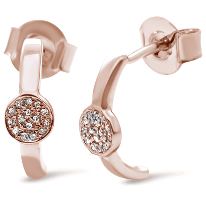 DIAMOND CLOSEOUT! .05ct 14k Rose Gold J Hoop Pave Diamond Earrings