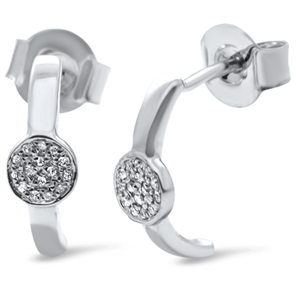 DIAMOND CLOSEOUT! .05ct 14k White Gold J Hoop Pave Diamond Earrings