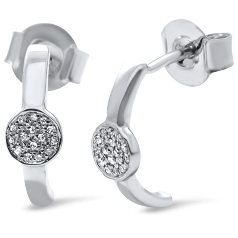 DIAMOND CLOSEOUT! .05ct 14k White Gold J Hoop Pave Diamond Earrings