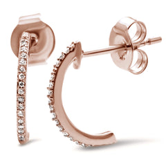 DIAMOND CLOSEOUT! .09ct 14k Rose Gold J Hoop Cute Diamond Earrings