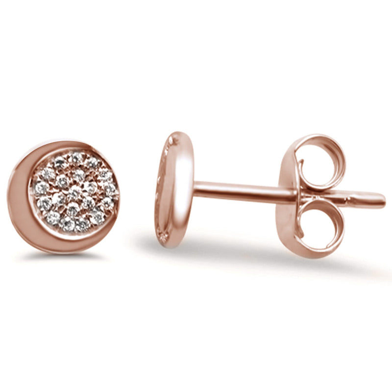 DIAMOND CLOSEOUT! .06ct 14k Rose Gold Crescent Moon Celestial Diamond Earrings