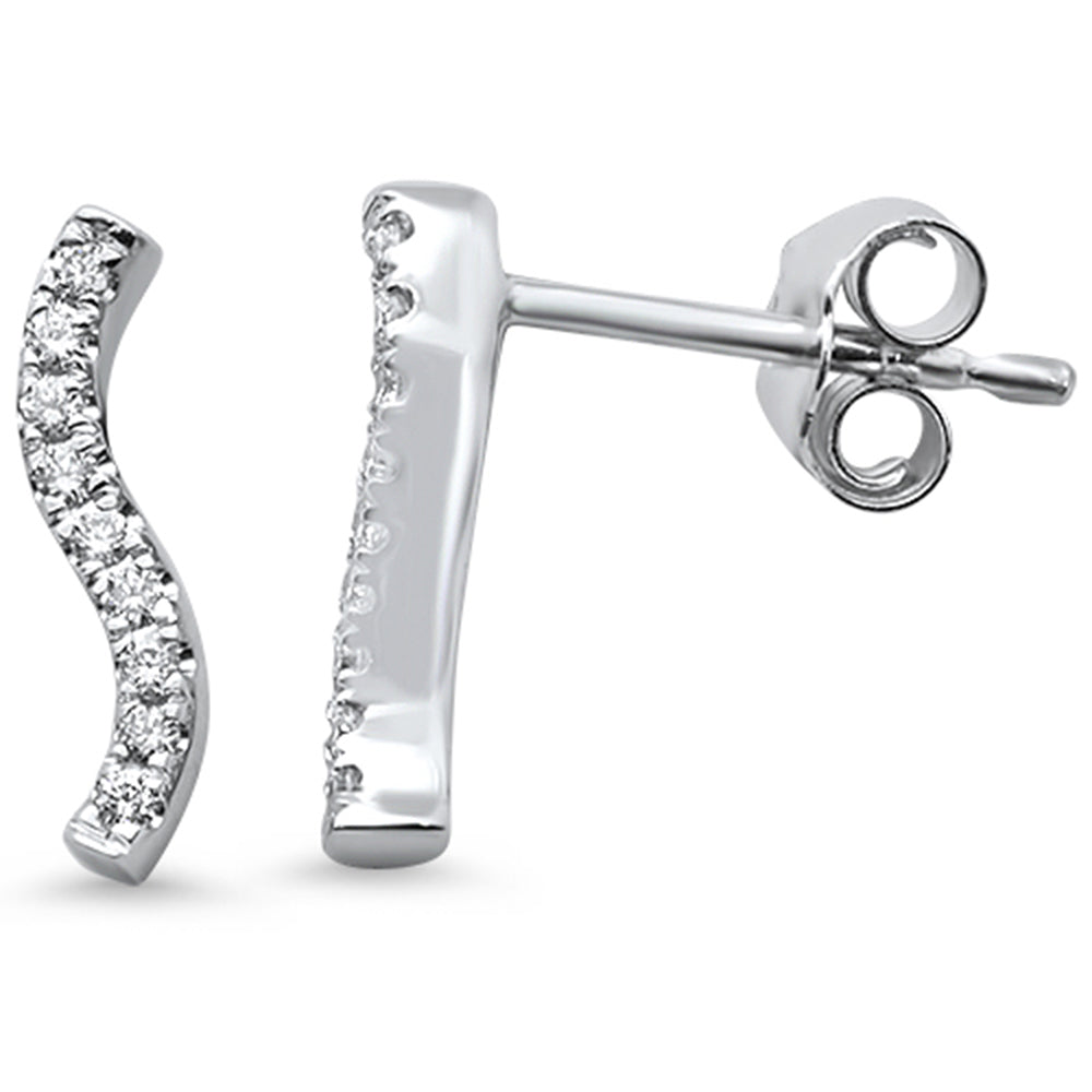 DIAMOND CLOSEOUT! .11ct 14k White Gold Modern Wavy Line Diamond Earrings