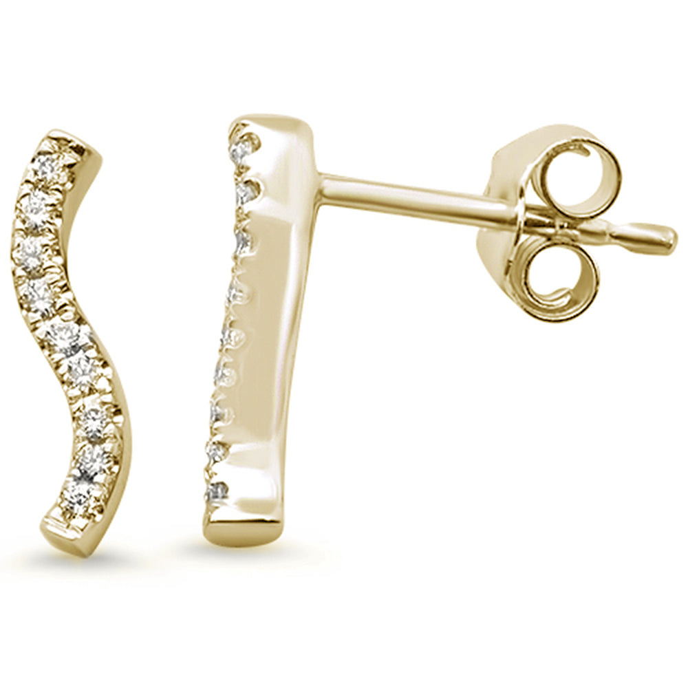 DIAMOND CLOSEOUT! .11ct 14k Yellow Gold Modern Wavy Line Diamond Earrings