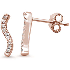 DIAMOND CLOSEOUT! .11ct 14k Rose Gold Modern Wavy Line Diamond Earrings