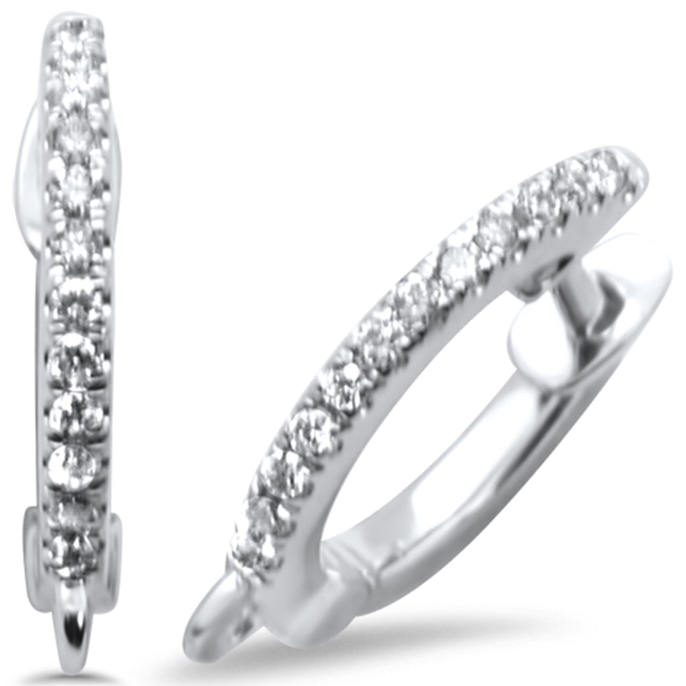 DIAMOND CLOSEOUT! .12ct 14k White Gold Cute Diamond Hoop Earrings
