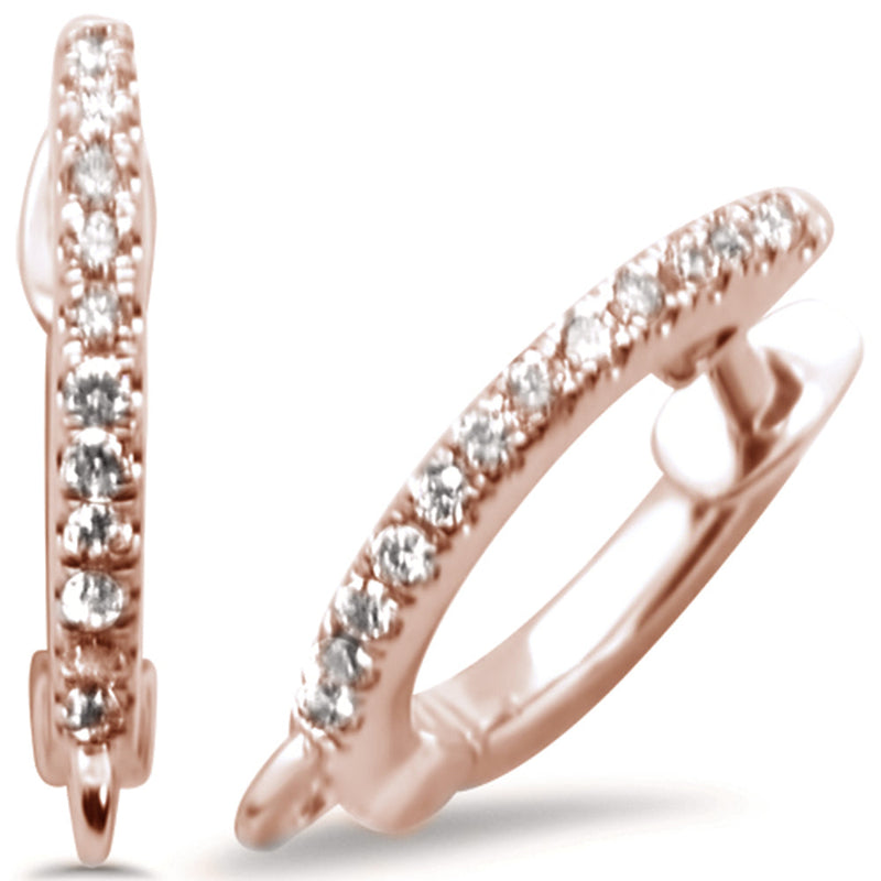 DIAMOND CLOSEOUT! .12ct 14k Rose Gold Cute Diamond Hoop Earrings
