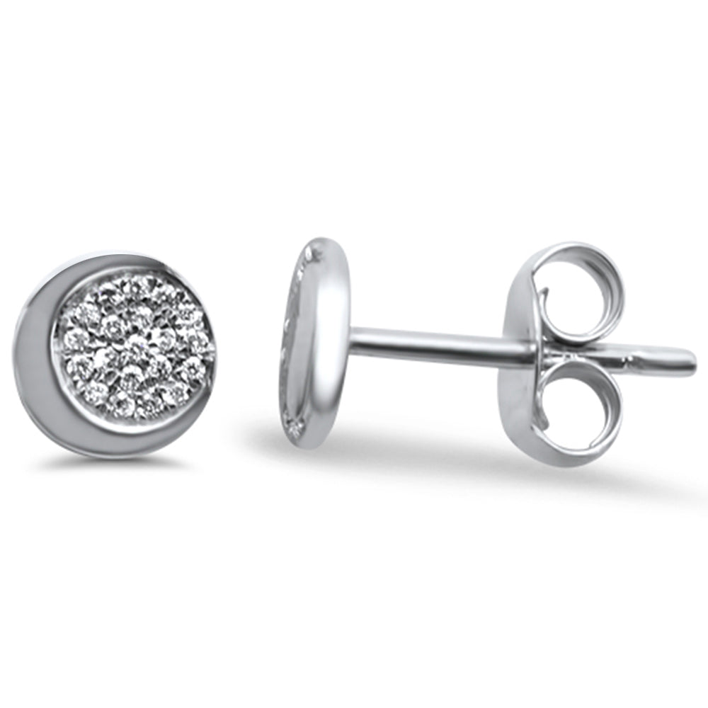 DIAMOND CLOSEOUT! .05ct 14k White Gold Crescent Moon Celestial Diamond Earrings