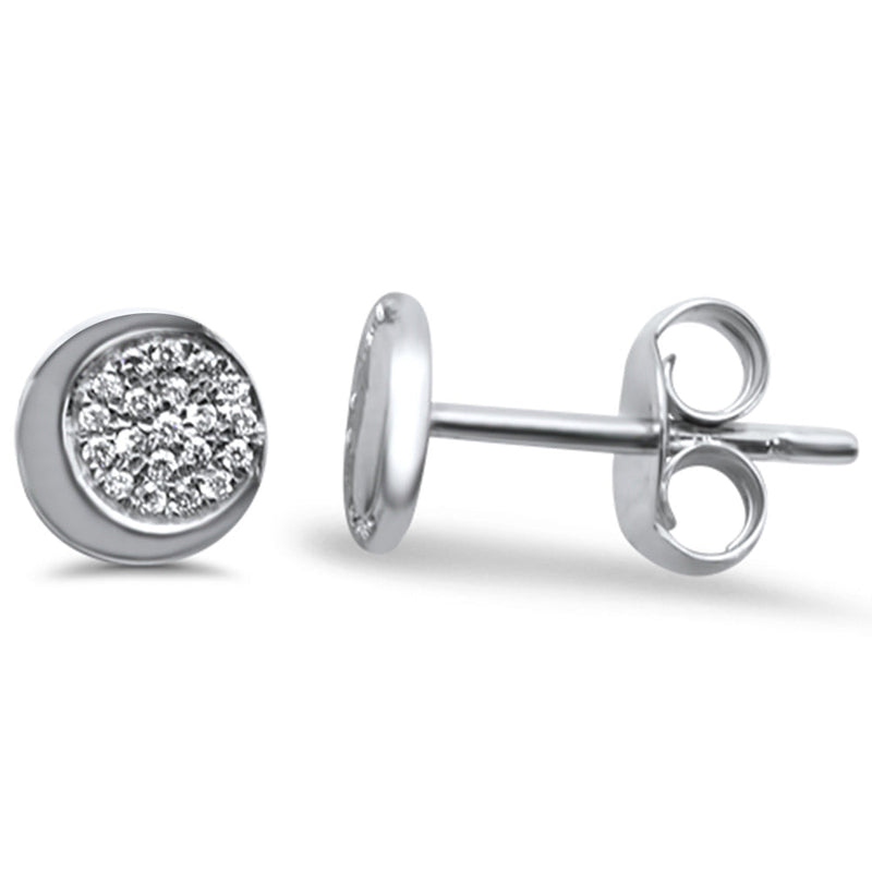 DIAMOND CLOSEOUT! .05ct 14k White Gold Crescent Moon Celestial Diamond Earrings