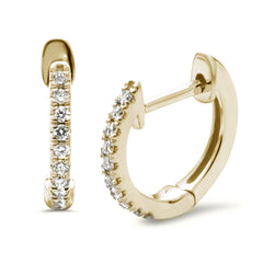 DIAMOND CLOSEOUT! .12ct 14k Yellow Gold Diamond Hoop Huggie Earrings