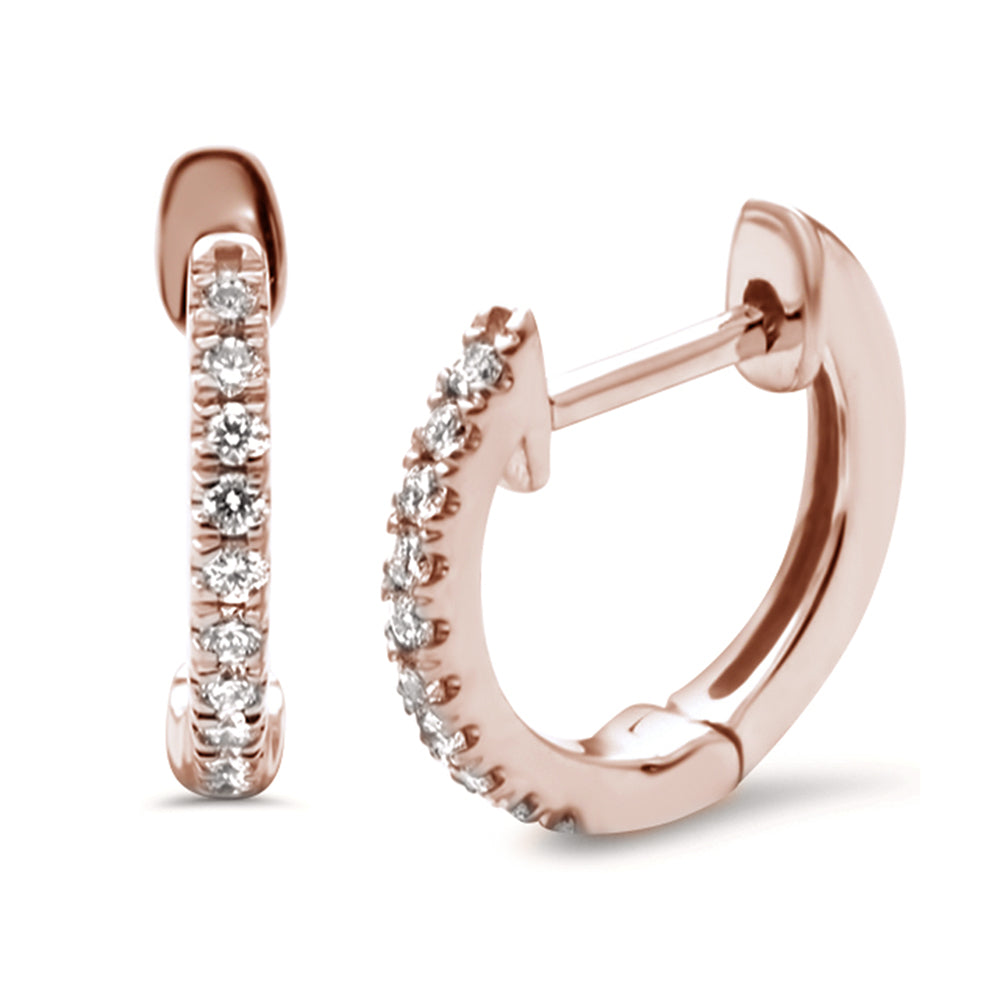 DIAMOND CLOSEOUT! .12ct 14k Rose Gold Diamond Hoop Huggie Earrings