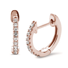 DIAMOND CLOSEOUT! .12ct 14k Rose Gold Diamond Hoop Huggie Earrings
