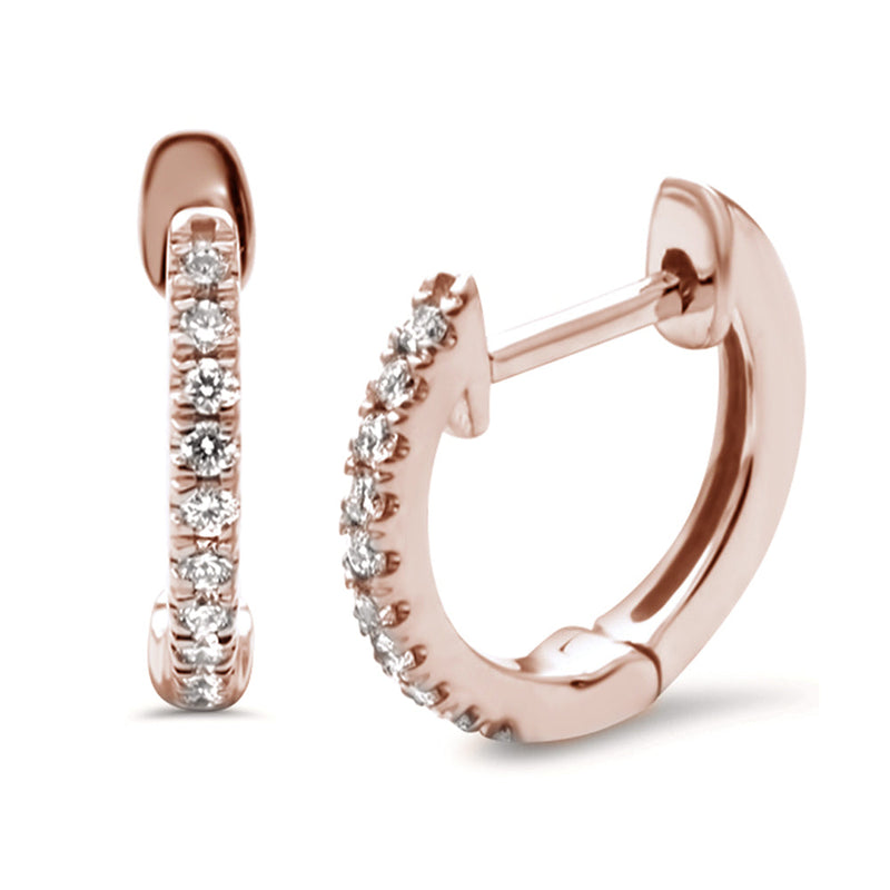 DIAMOND CLOSEOUT! .12ct 14k Rose Gold Diamond Hoop Huggie Earrings