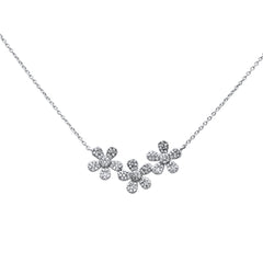 SPECIAL! .23ct 14k White Gold Diamond Three Flower Pendant Necklace 16" + 2" Ext